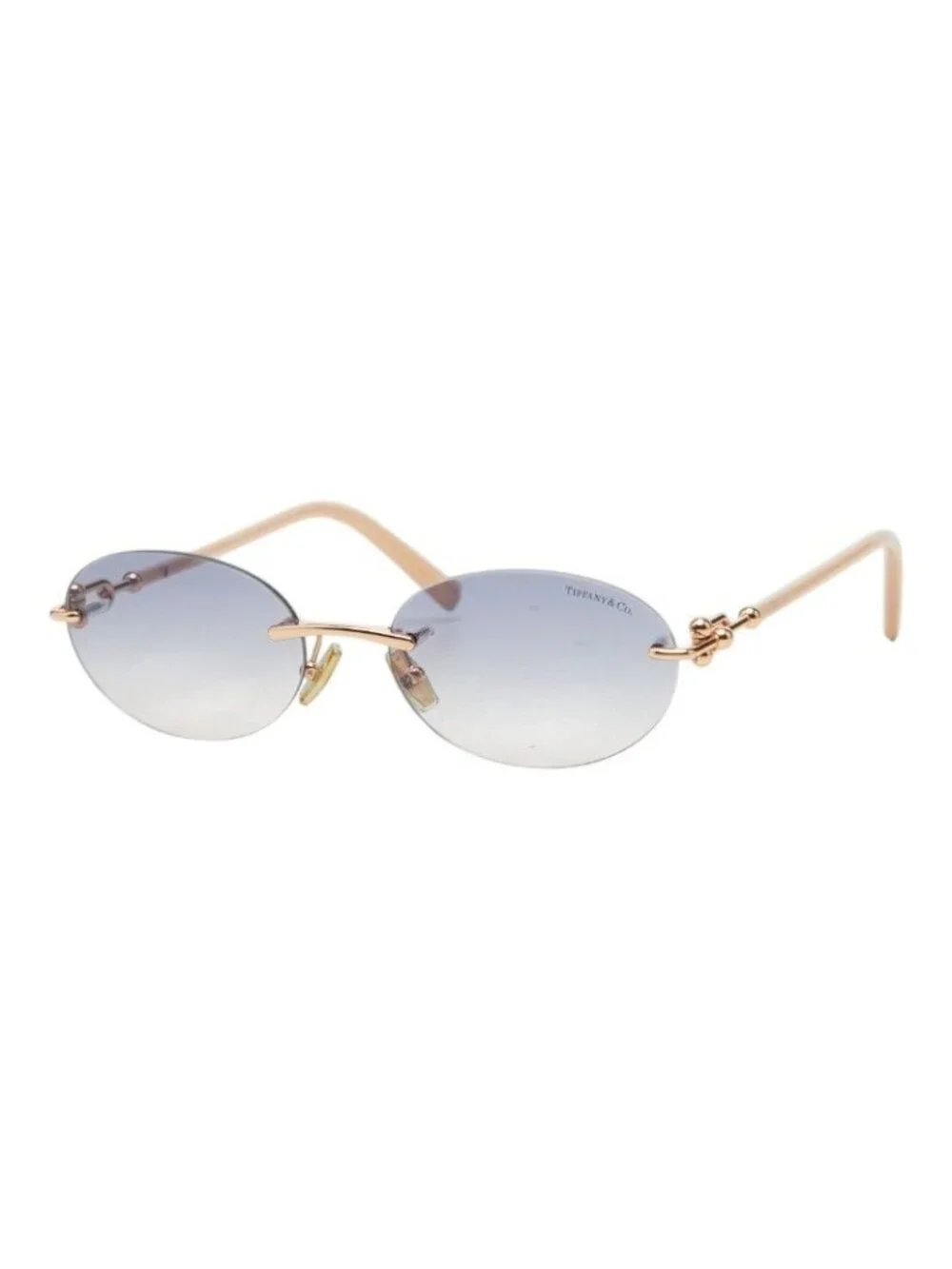 Tiffany & Co Gradient Frameless Rimless Sunglasses 16 Pink Gold Gray Plated